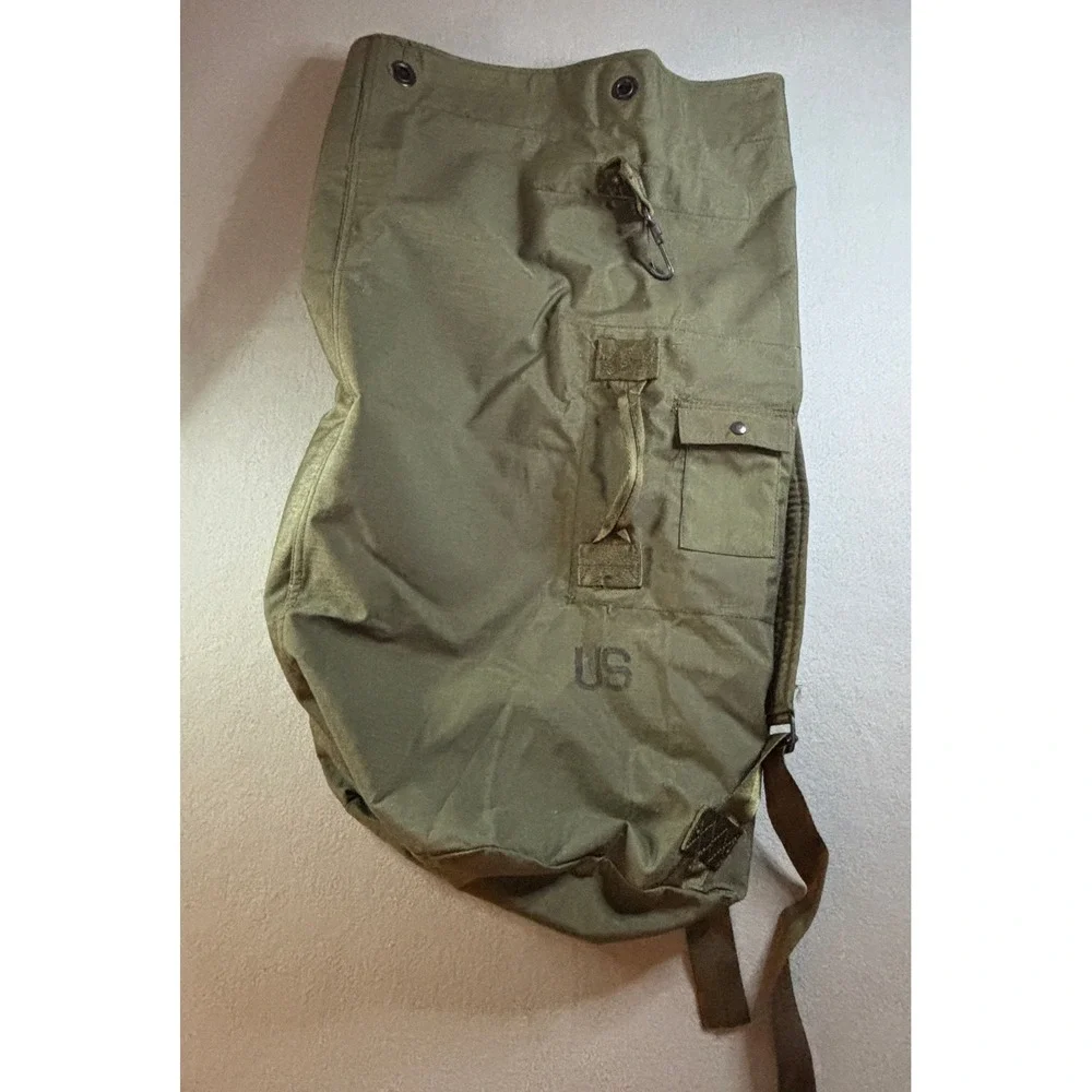 VTG US Military Sea Bag Duffle Backpack Olive Drab Green Canvas Large Gorpcore